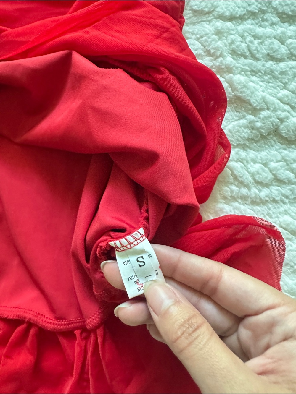 Red One-Shoulder Ruched Ruffle Mini Dress - Picture 5 of 6